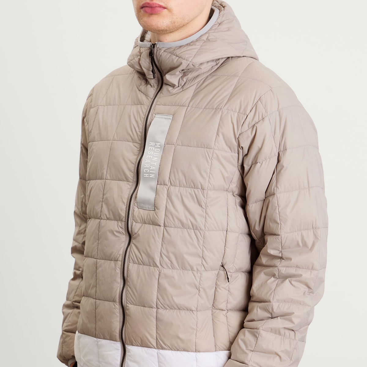 Taion Men's x Mountain Research Down Zip Parka Jacket in Grey