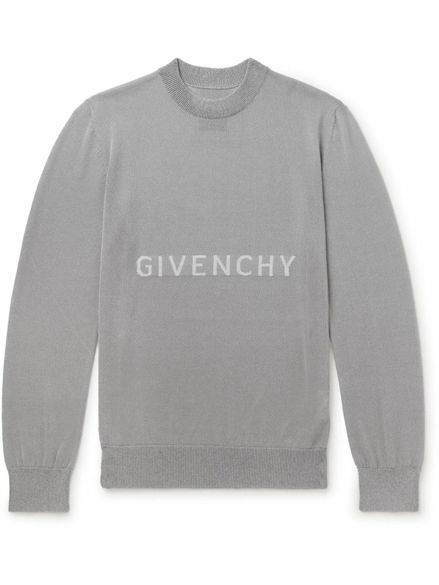 Photo: Givenchy - Givenchy Logo-Intarsia Knitted Sweater - Gray