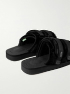 Suicoke - Moto Webbing and Shell-Trimmed Faux Fur Slides - Black