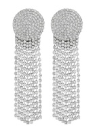 Self-portrait Crystal-embellished Fringe Silver-plated Drop Earrings - One Size