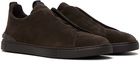 ZEGNA Brown Triple Stitch Sneakers