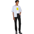 Helmut Lang White and Yellow Logo Band T-Shirt