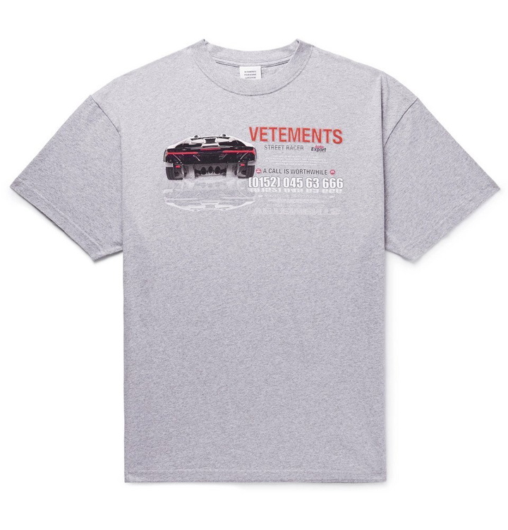 Photo: Vetements - Oversized Printed Mélange Cotton-Jersey T-Shirt - Men - Gray