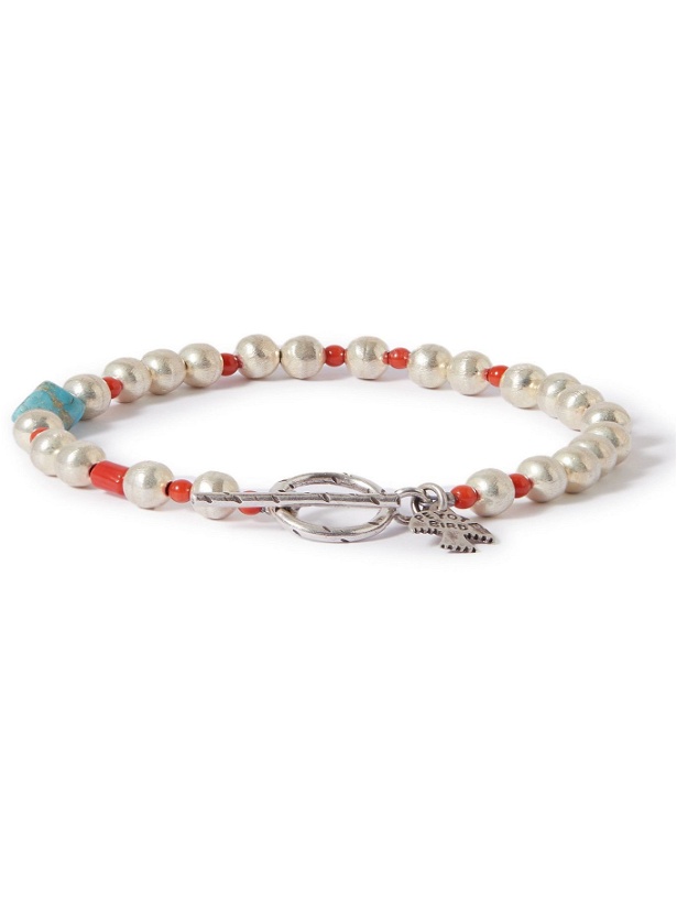 Photo: Peyote Bird - Burnished Sterling Silver, Turquoise and Coral Bracelet