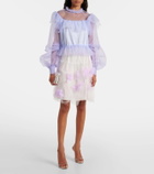 Susan Fang Floral-appliqué mesh midi skirt