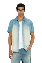 Diesel Short-sleeve shirt in fluid overdyed denim - Denim Shirts Mens in Blue