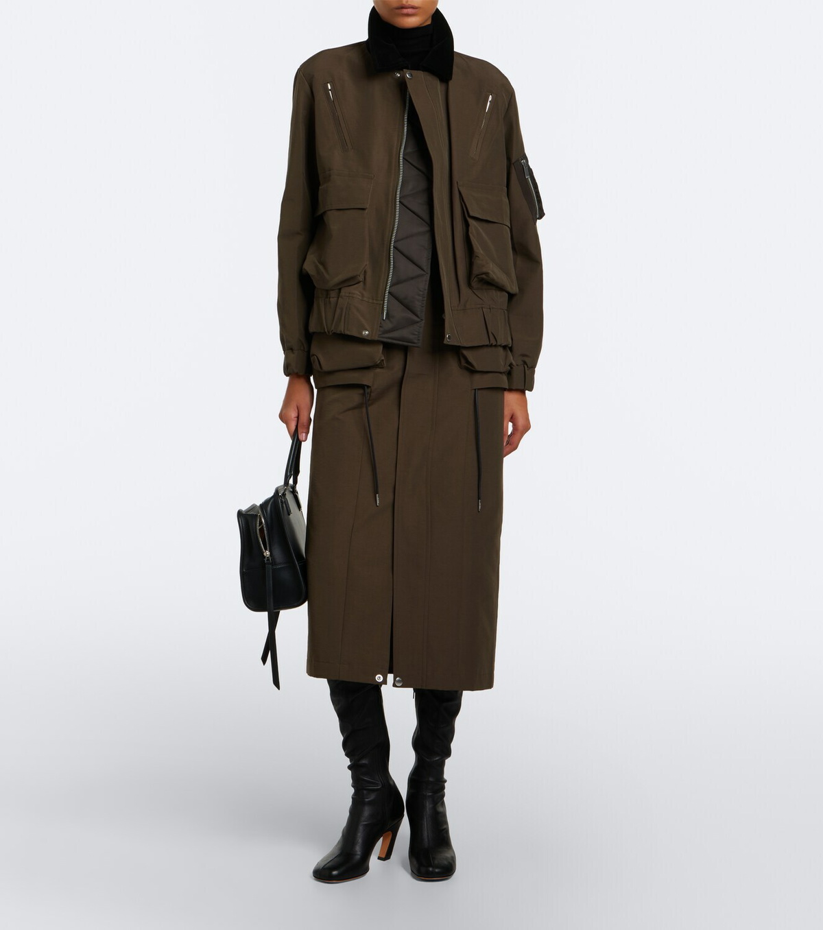 Sacai Cotton-blend cargo skirt