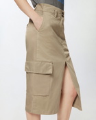 Pinko Knee Length Cargo Skirt With Belt Lead Grey