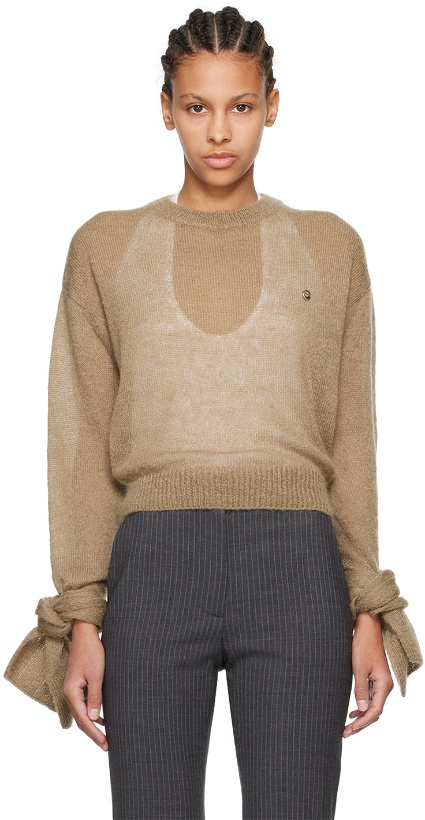 Photo: Coperni Brown Knotted Sleeve Sweater