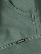 TOM FORD - Garment-Dyed Cotton-Jersey Zip-Up Hoodie - Green