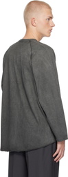 YLÈVE Gray Open End Cotton Pigment Dye Baseball T-shirt
