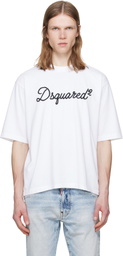 Dsquared2 White 'Dsquared2' Embroidered Loose Fit T-shirt