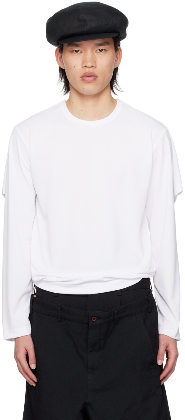 Photo: Comme des Garçons Homme Plus White Layered Long Sleeve T-Shirt