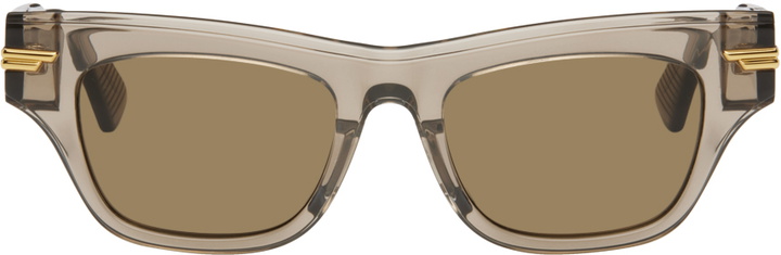 Photo: Bottega Veneta Brown Mitre Square Sunglasses