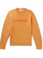 Burberry - Logo-Intarsia Wool and Cotton-Blend Sweater - Orange