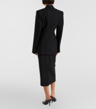 Sportmax High-rise virgin wool midi skirt