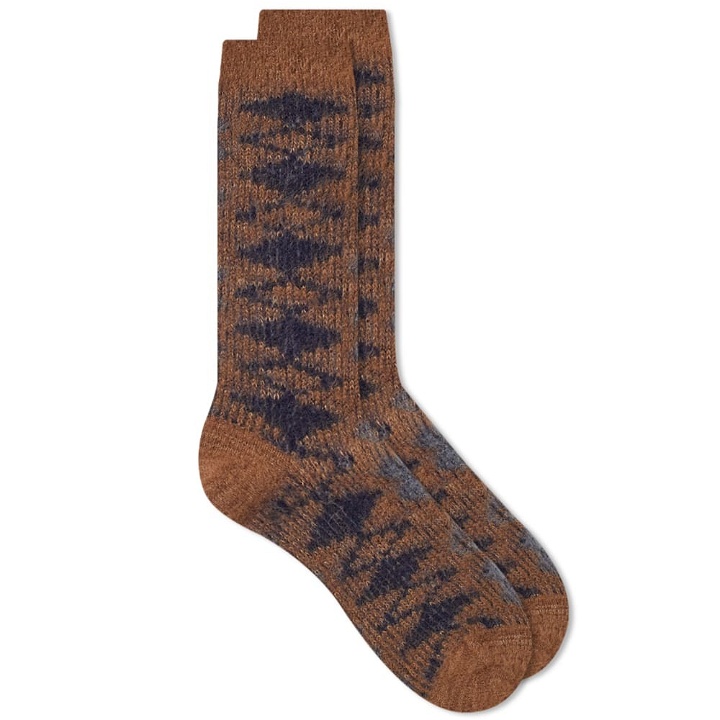 Photo: Anonymous Ism Napping Diamond Jacquard Crew Sock in Light Brown