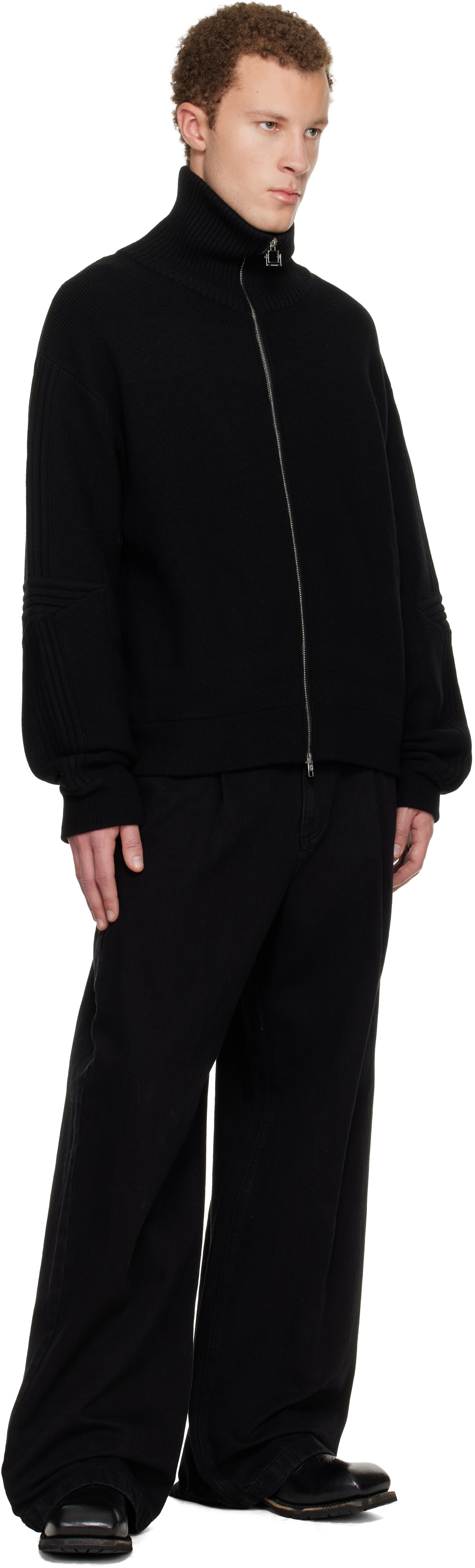 WOOYOUNGMI Black High-Neck Zip-Up Sweater Wooyoungmi