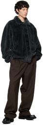 The Frankie Shop Gray Justin Faux-Fur Bomber Jacket