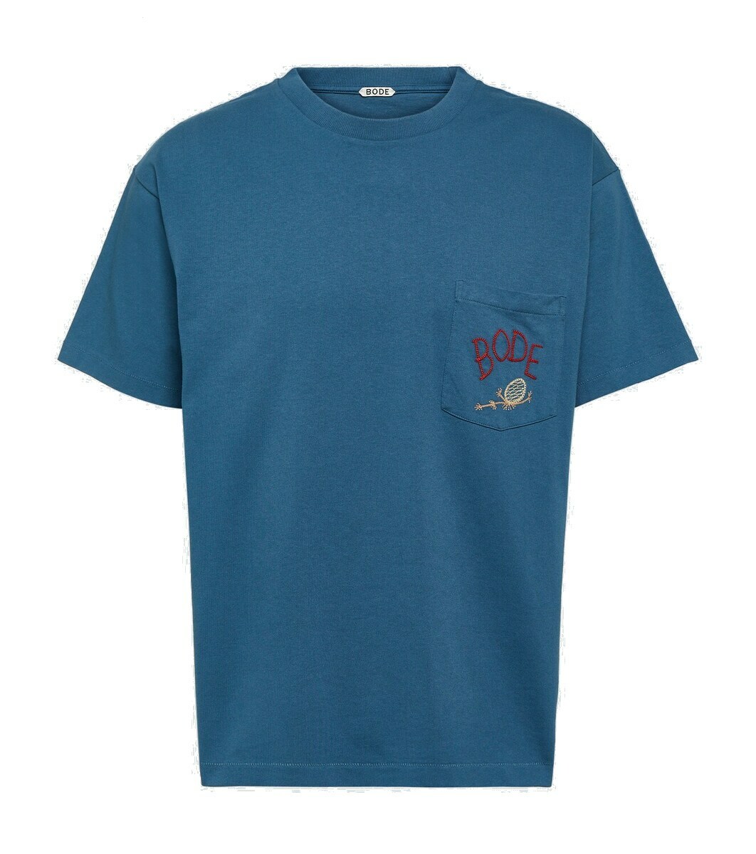 【送料&関税込】Bode T-shirt In White Cotton BODE - Embroidered Cotton-Jersey T-Shirt - White Bode