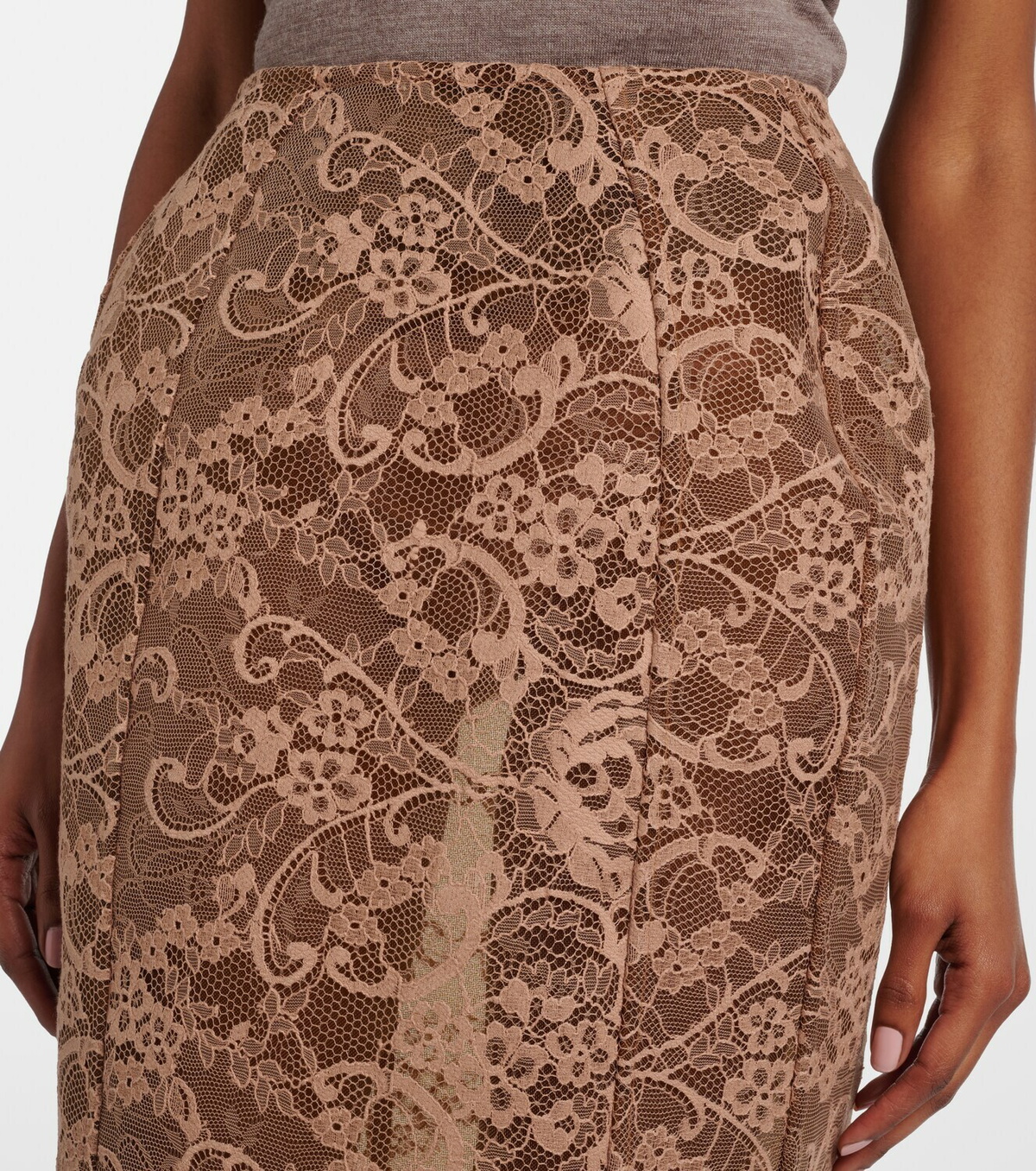 Acne Studios Floral lace midi skirt