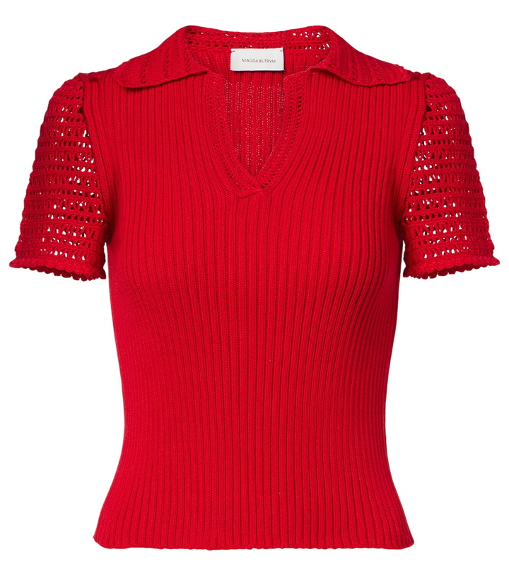 Photo: Magda Butrym Crochet-trimmed cotton polo shirt