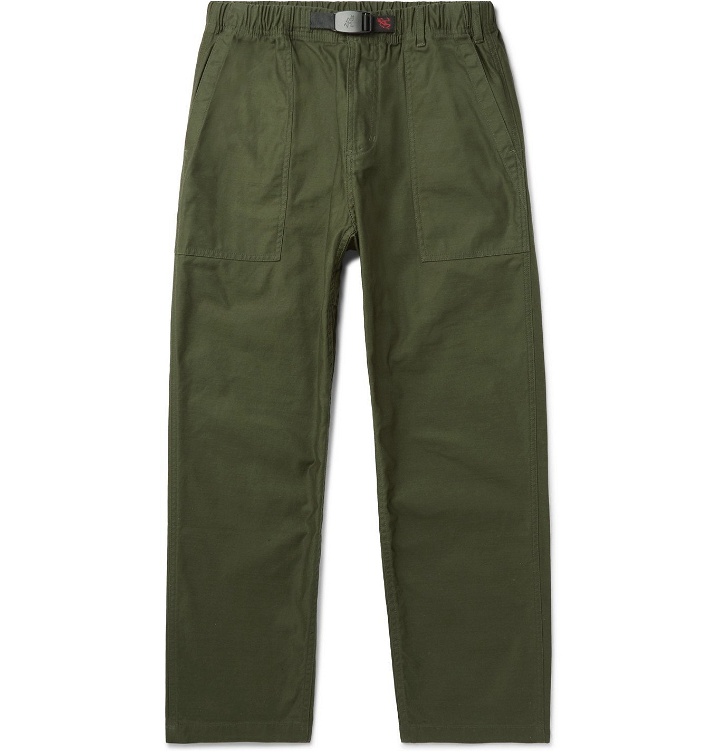 Photo: Gramicci - Tapered Cropped Belted Cotton-Crepe Trousers - Green
