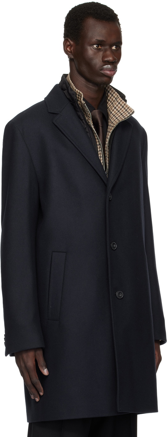 Hugo Navy & Black Layered Coat