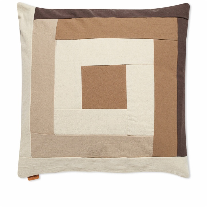 Photo: ferm LIVING Border Patchwork Cushion in Coffee/Dark Sand 