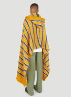 Stripe Motif Hooded Shawl in Yellow