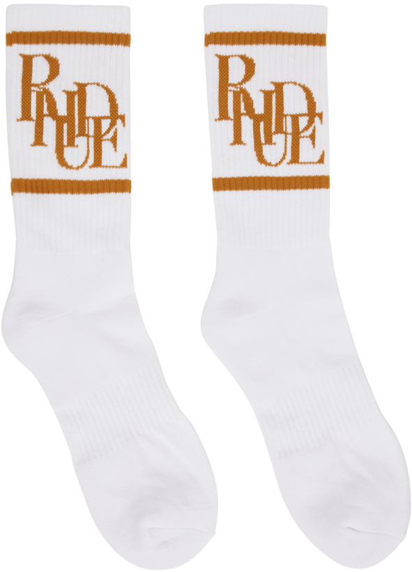 Photo: Rhude White Scramble Logo Socks