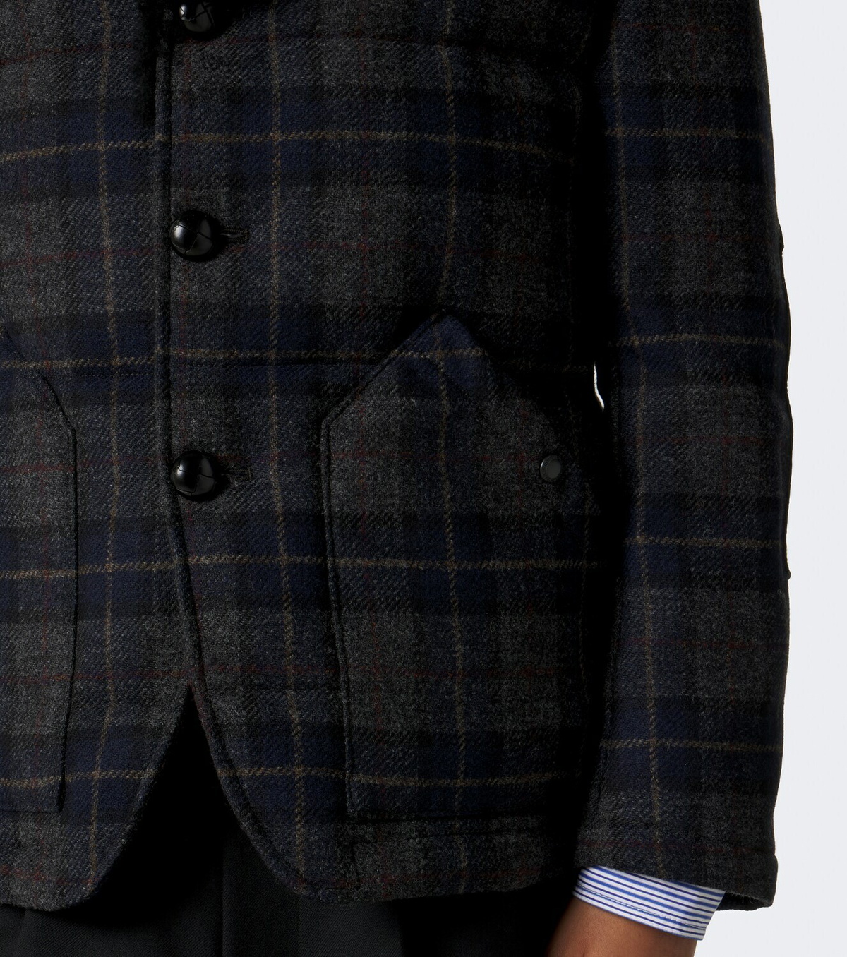 Junya Watanabe Leather-trimmed wool tweed down jacket
