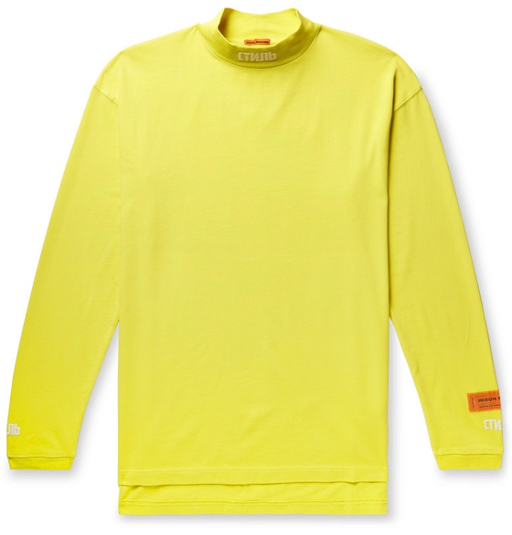 Photo: Heron Preston - Logo-Embroidered Cotton-Jersey T-Shirt - Yellow