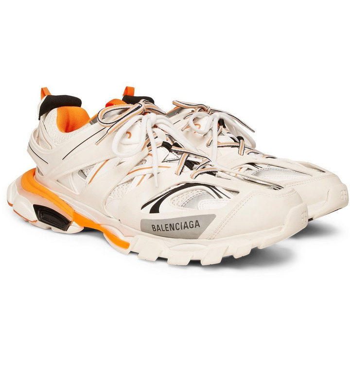 Photo: Balenciaga - Track Mesh and Leather Sneakers - Men - White