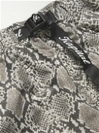 KAPITAL - Straight-Leg Belted Snake-Print Taffeta Shorts - Gray