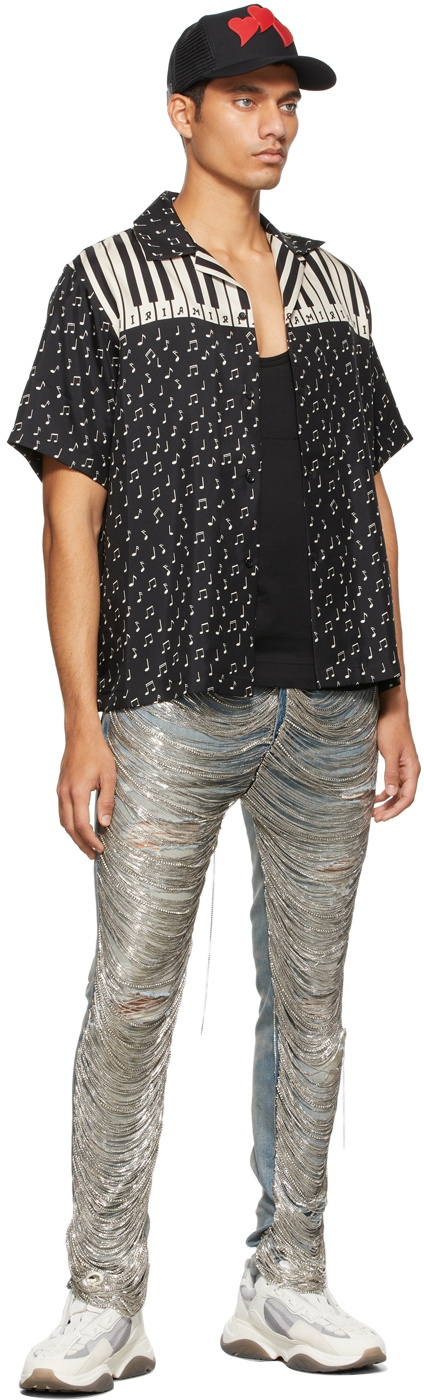 AMIRI Black Music Notes Bowling Shirt
