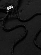 Loewe - Anagram Leather-Trimmed Cotton-Jersey Hoodie - Black