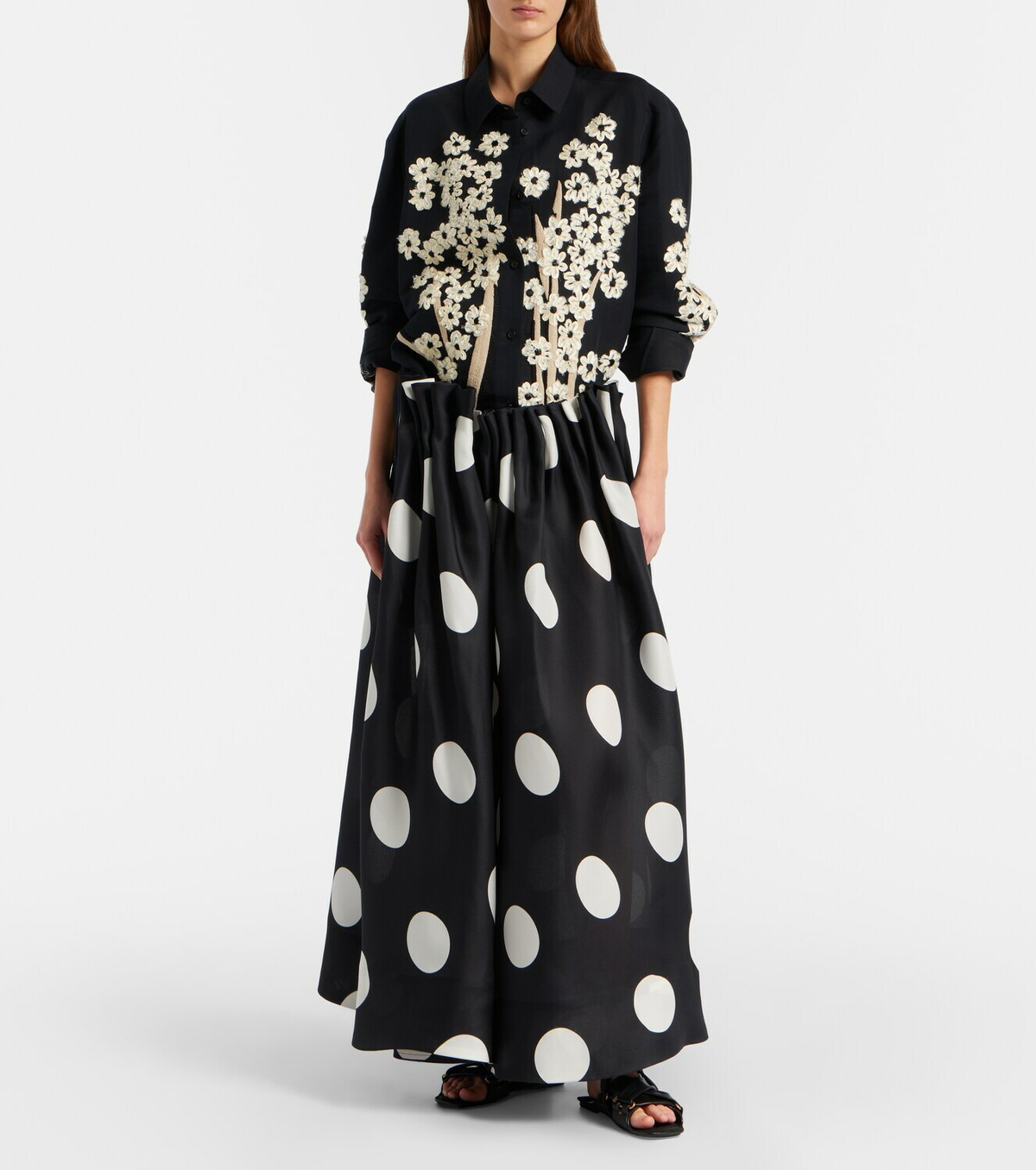 Khaite Riley polka-dot silk maxi skirt