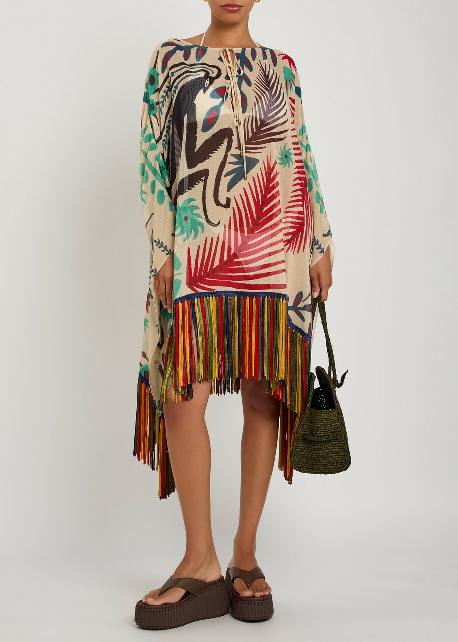 Etro Printed Fringed Sheer Seersucker Cover-up - Multicoloured - One Size