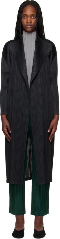 Photo: PLEATS PLEASE ISSEY MIYAKE Black Facade Coat