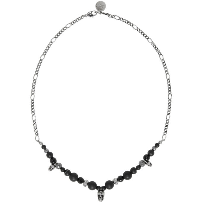 Photo: Alexander McQueen Silver and Black Skull Bead Necklace