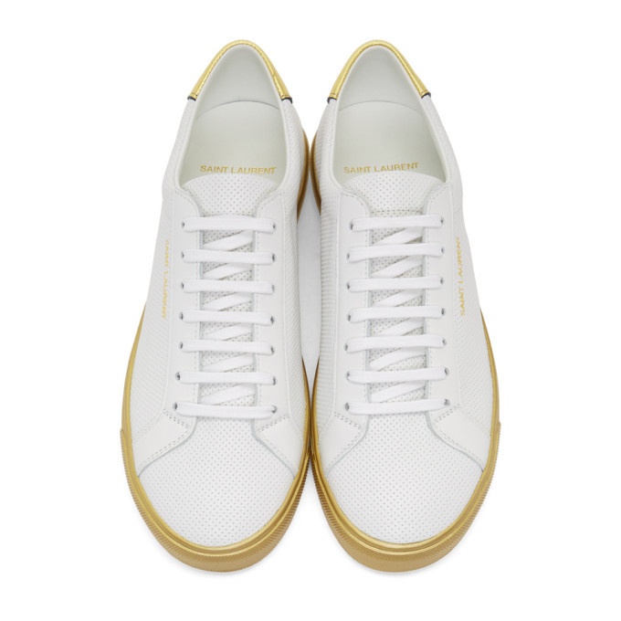 Saint Laurent White and Gold Andy Sneakers Saint Laurent