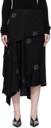 Y's Black Butterfly-Print Twill Midi Skirt