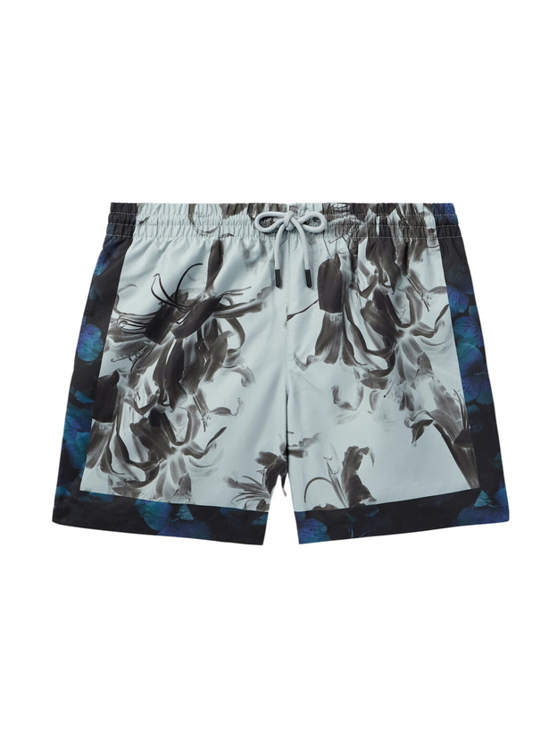 Photo: Dries Van Noten - Straight-Leg Mid-Length Printed Swim Shorts - Blue