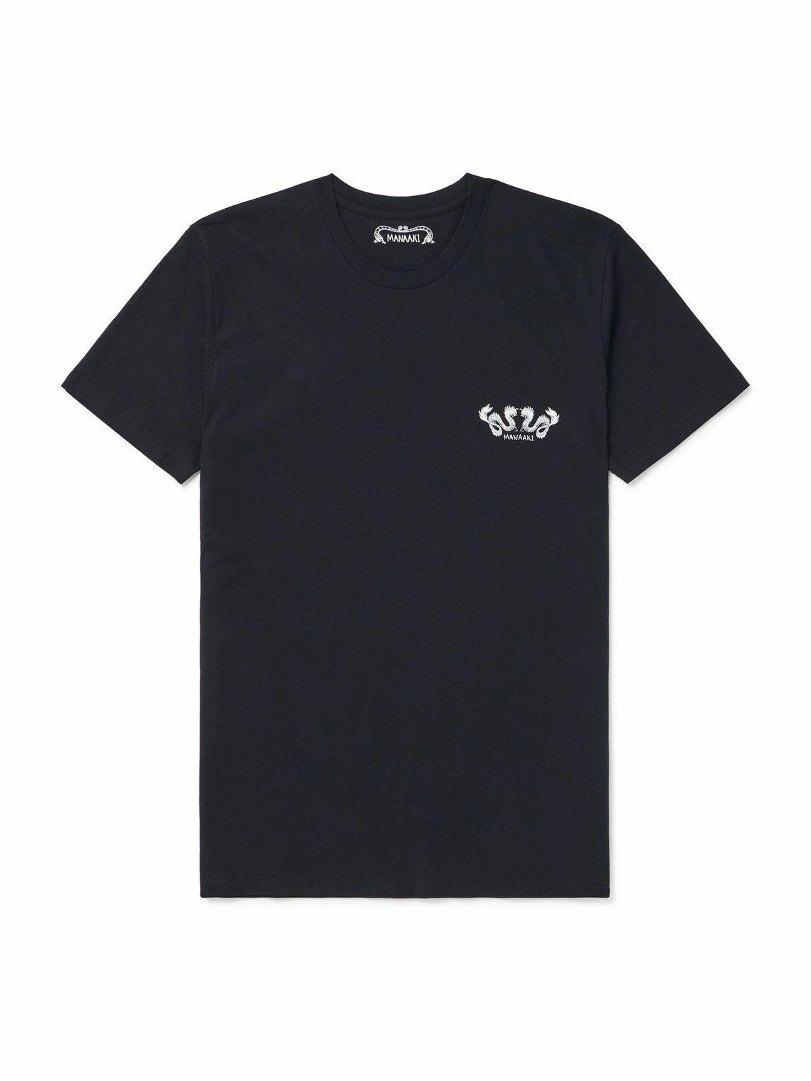 MANAAKI - Taniwha Logo-Print Cotton-Jersey T-Shirt - Black