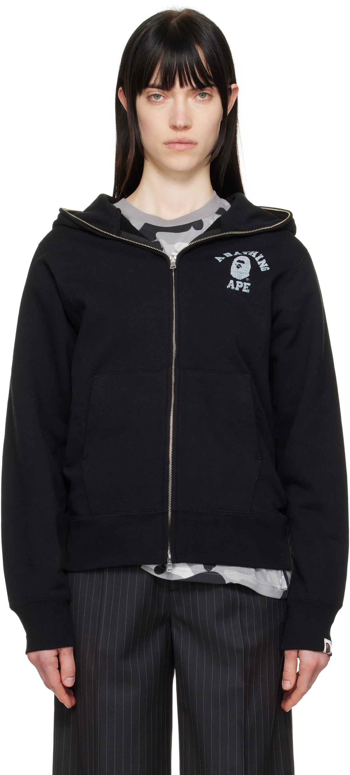 BAPE Khaki ABC Camo Crystal Stone Shark Hoodie A Bathing Ape