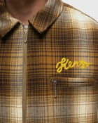 Kenzo Checked Plaid Zipped Overshirt Brown - Mens - Overshirts