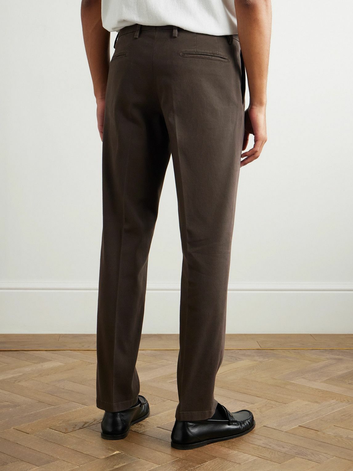 Boglioli - Tapered Cotton-Blend Twill Trousers - Brown