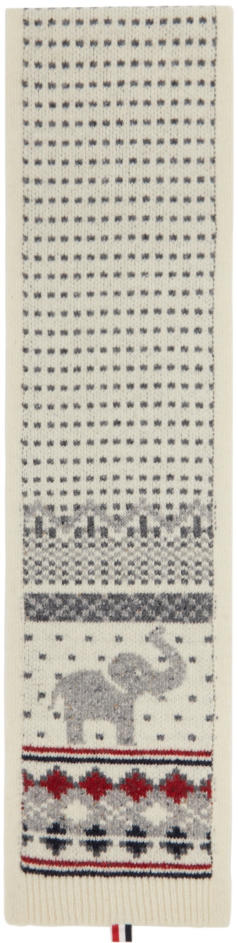 Thom Browne White Mohair Fair Isle Scarf