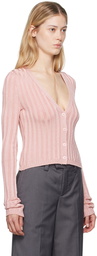 GUIZIO Pink Slinky Rib Cardigan